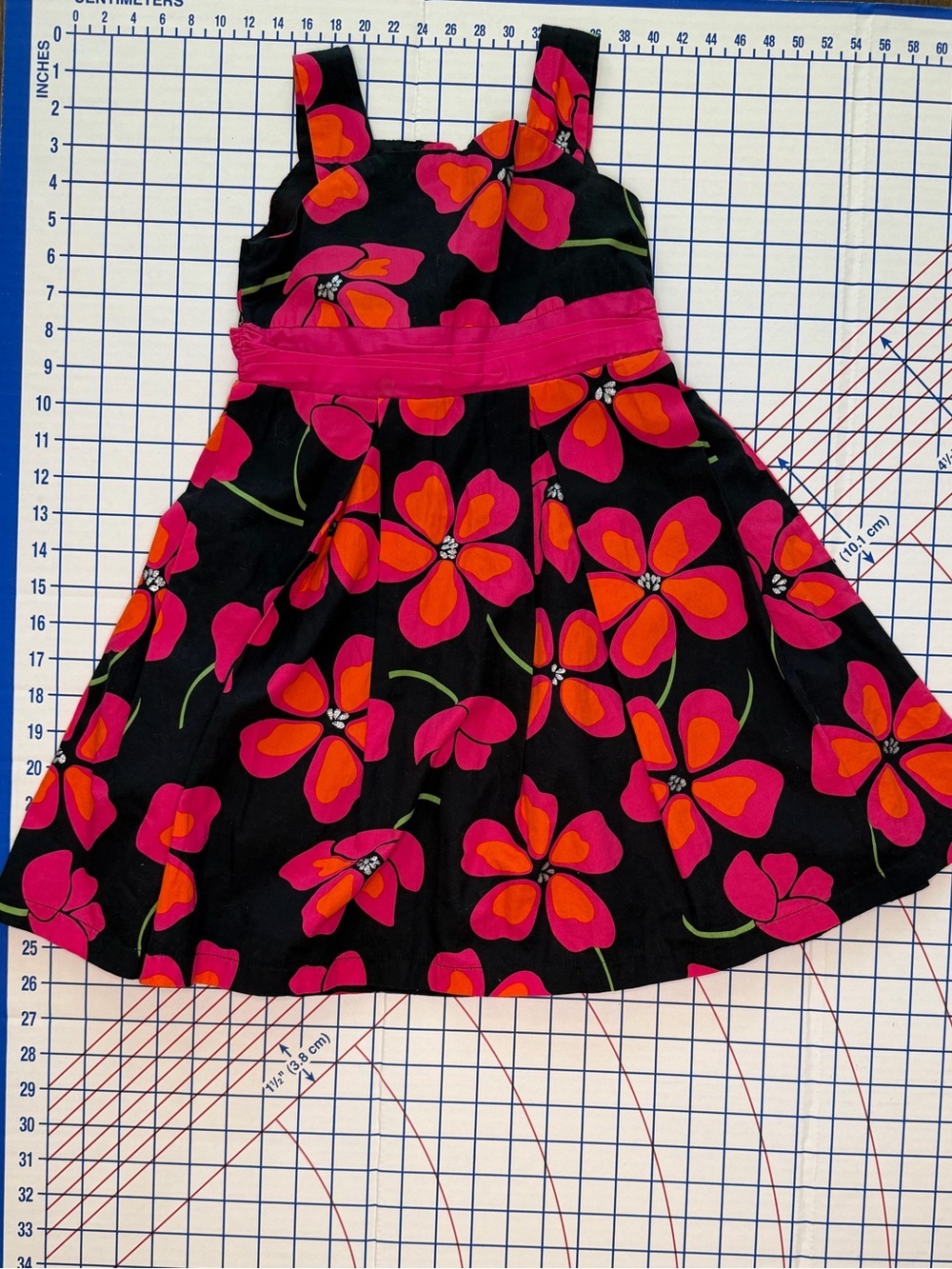 Youngland Black Dress with Pink and Orange Floral Print